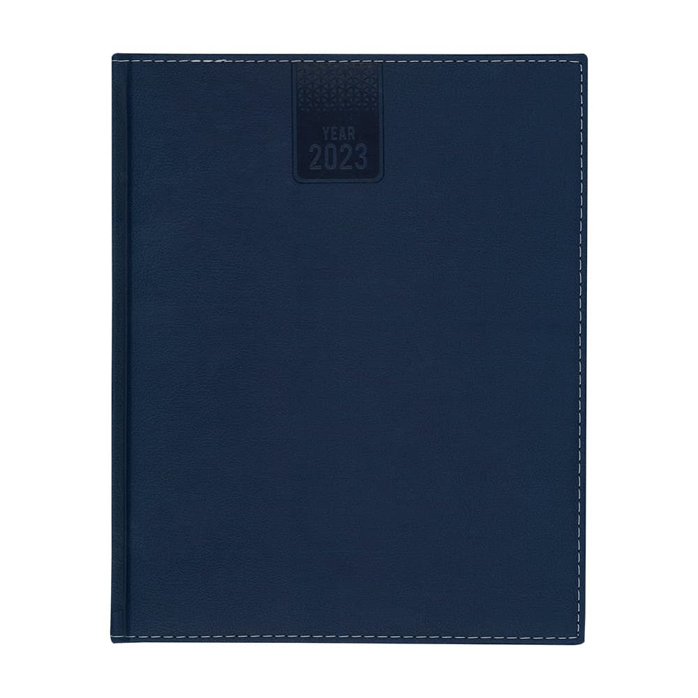 2023 Executive Daily Diary, Blue Edge Stitching with White Thread