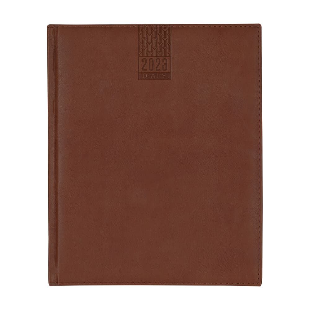 2023 Executive Daily Diary, Brown Edge Stitching with Matching Thread