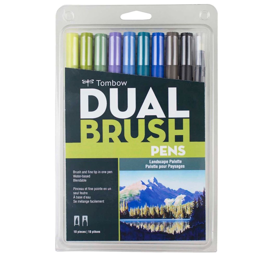 Dual Brush Pen Art Markers, Landscape, 10-Pack - 56169
