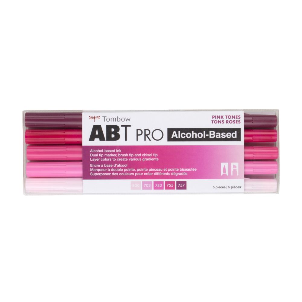ABT PRO Alcohol-Based Art Markers, Pink Tones, 5-Pack